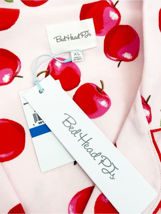 BedHead Pajamas PJ’s An Apple A Day Long Sleeve Classic Stretch Jersey PJ Set - Picture 13 of 16